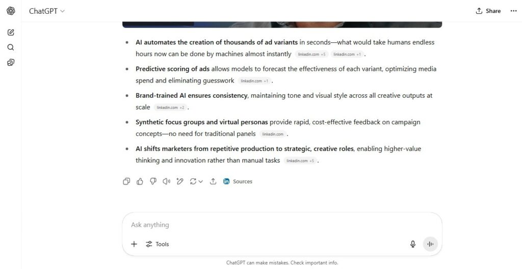 Screenshot of ChatGPT's Inconsistent Results
