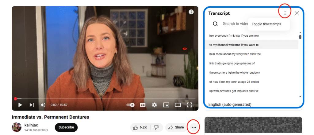 A visual showing Youtube Transcript generation