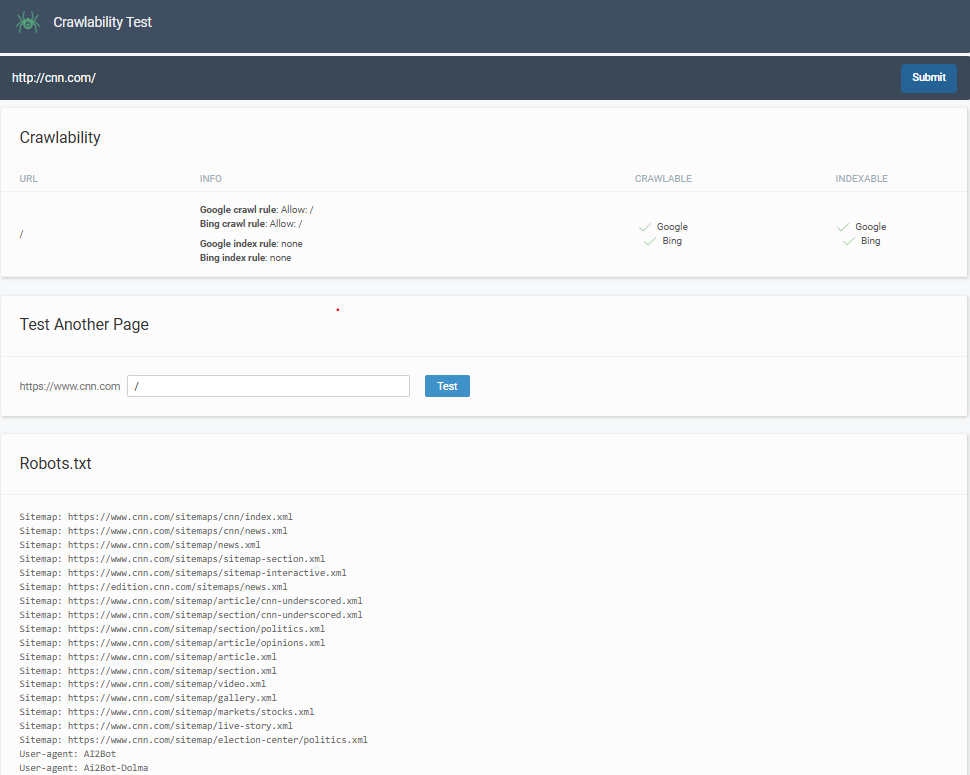 Clickraven crawlability test