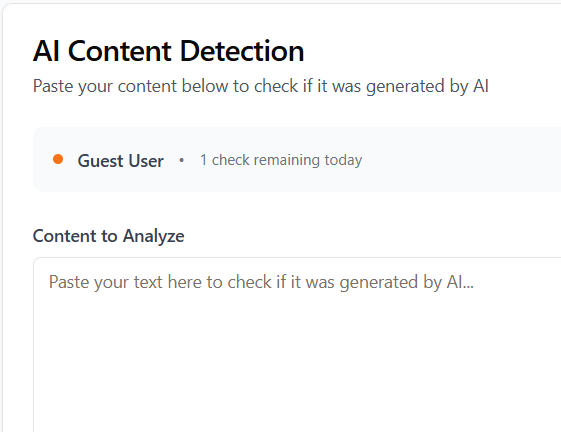 paste your content in the ai content detection field