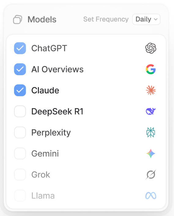 AI engines supported by Peec AI