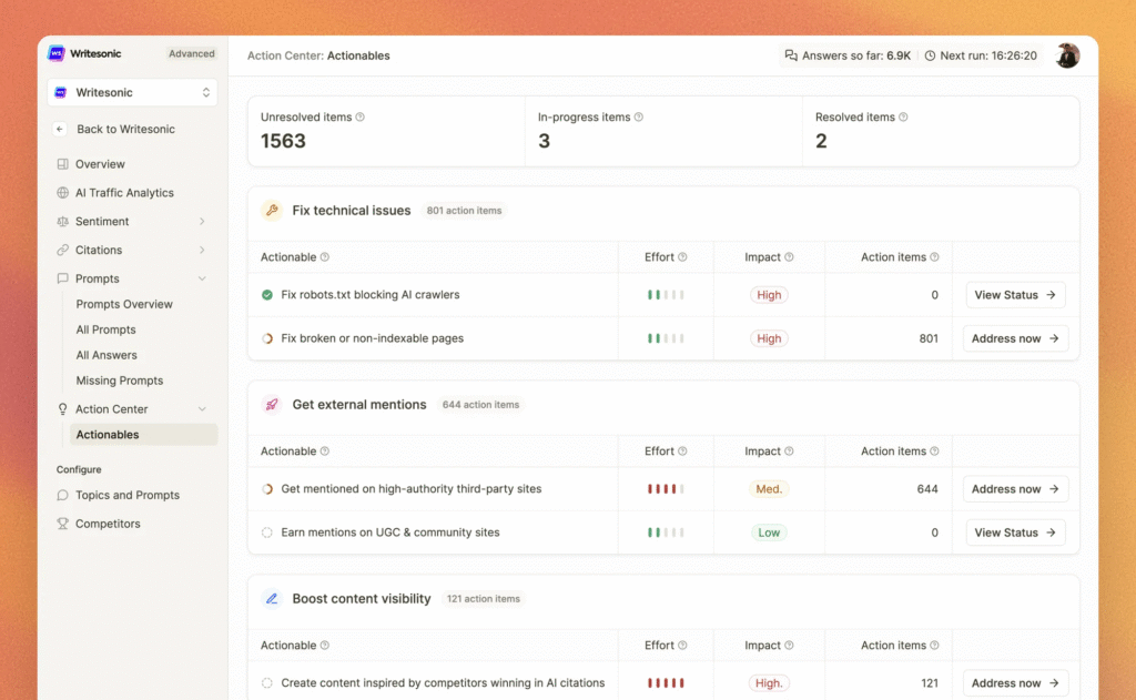 Writesonic dashboard