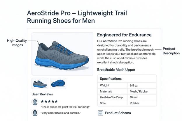 Screenshot of a product page